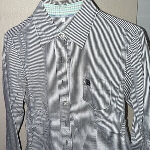 Cinch Black and White Striped Button Down Shirt